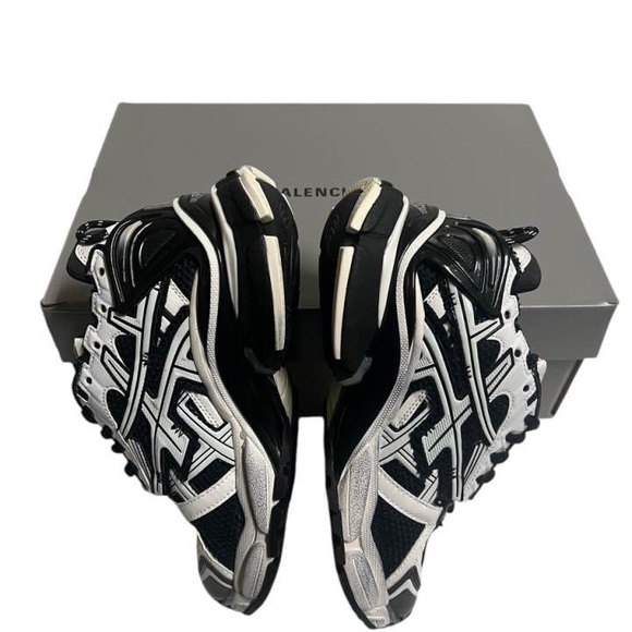 Balenciaga Runner Track Sneakers Low White Blabk Size 8 - Picture 3 of 11